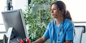 Nurse using computer